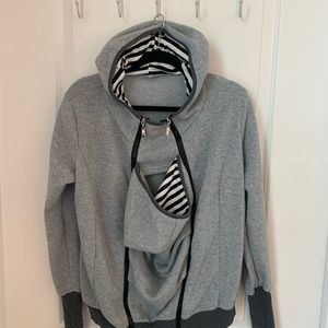 Baby carrier sweatshirt gray hoodie thumb holes